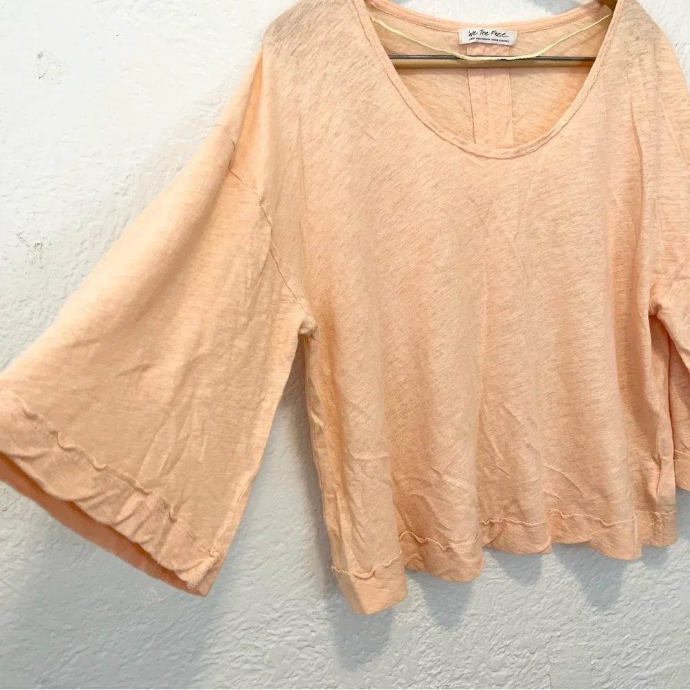 Free People We The Free Shirt Top Oversized Boxy Peach Coquette Large L